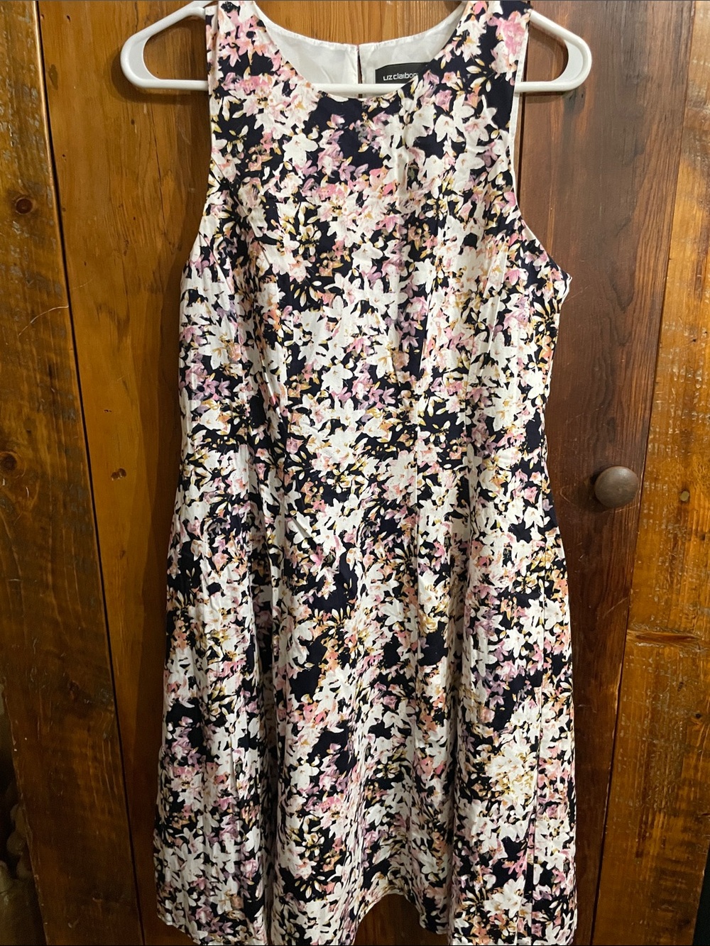 Liz Claiborne Girls' Navy Floral Fit-and-Flare Dress - Pink & White